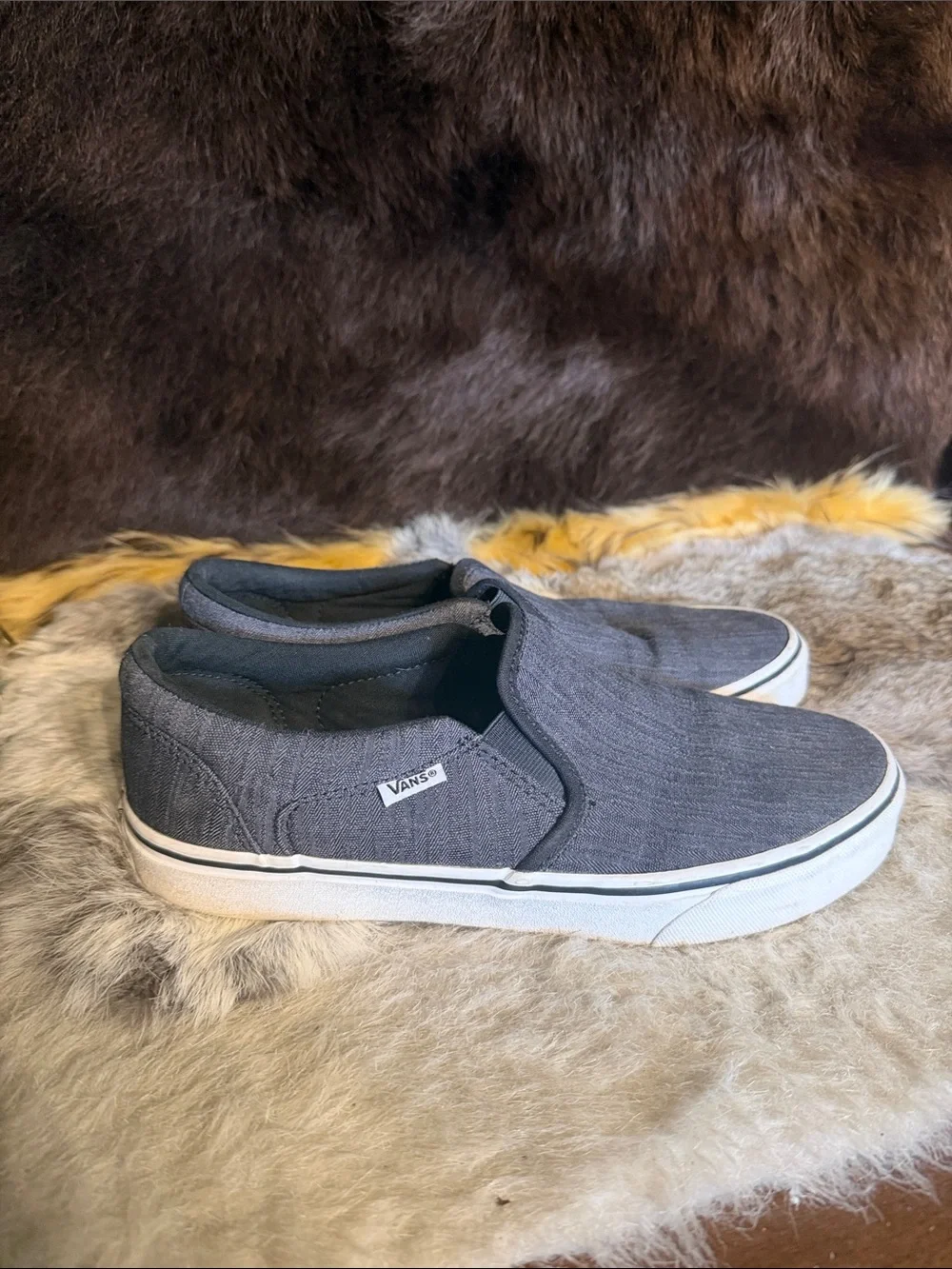 Men's Slip-On Canvas Sneakers - Charcoal Gray 8.5 (5240)